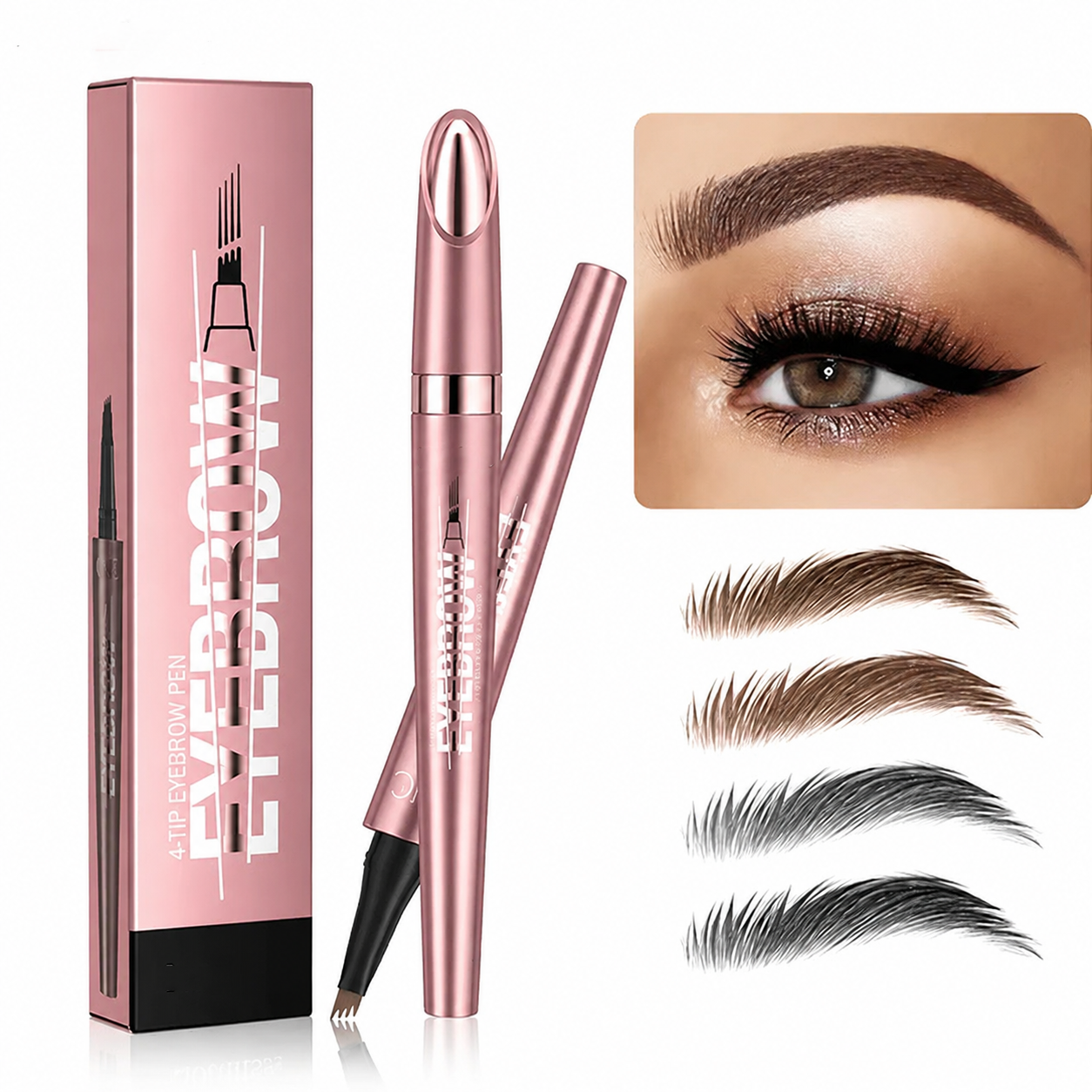 Waterproof Micro-Fork Eyebrow Pencil, Long-Lasting Brow Pen for Natural Hair-Like Strokes