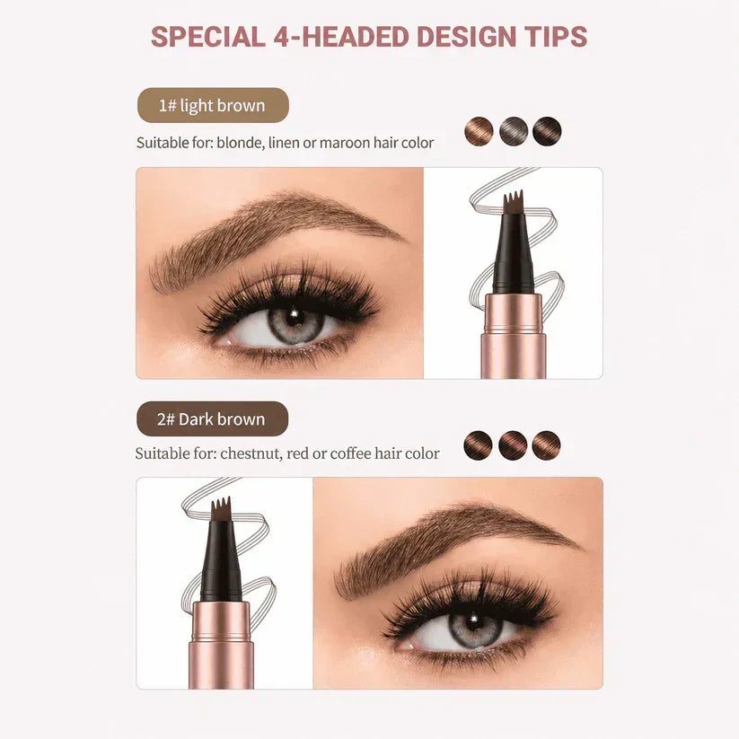 Waterproof Micro-Fork Eyebrow Pencil, Long-Lasting Brow Pen for Natural Hair-Like Strokes