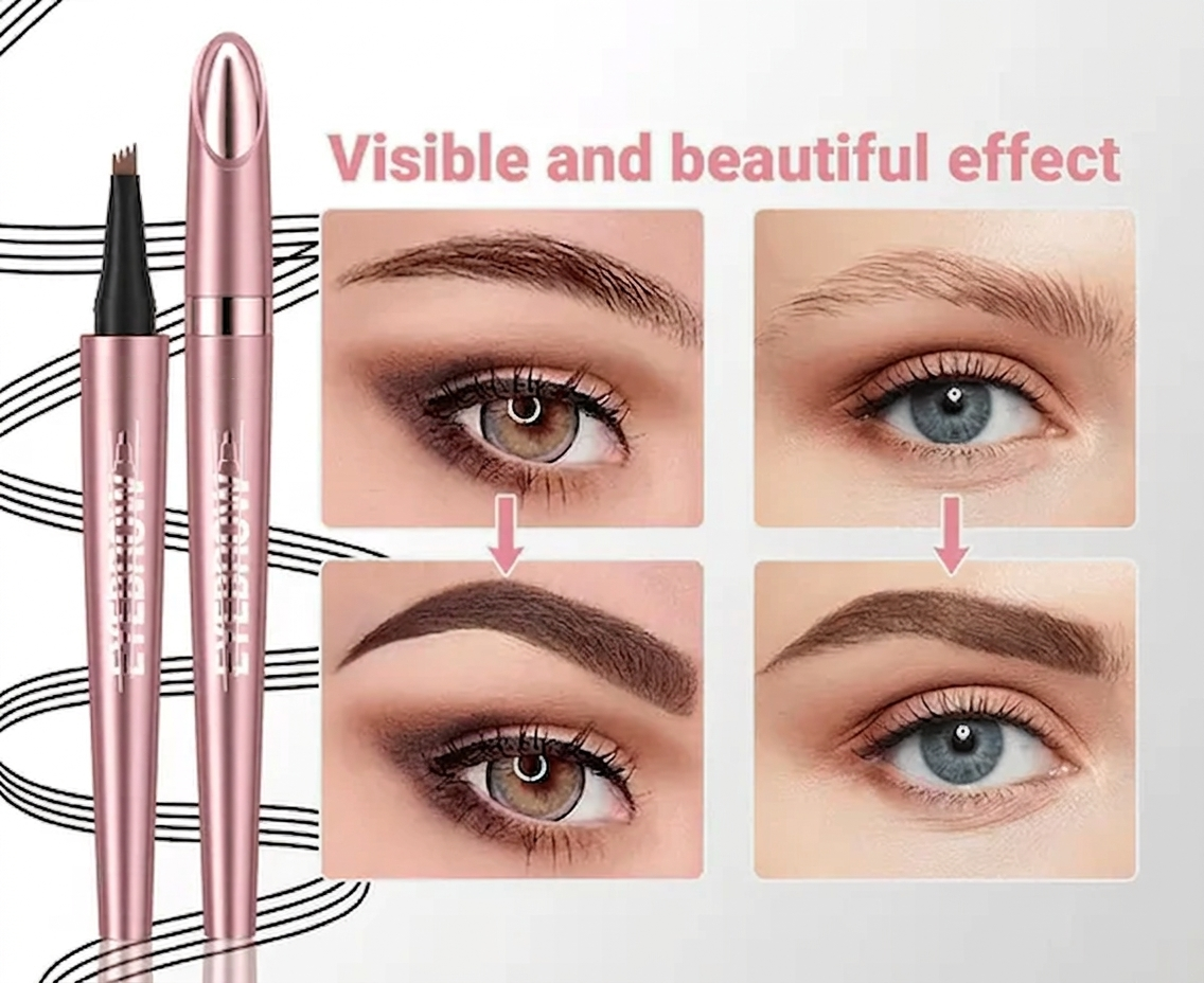 Waterproof Micro-Fork Eyebrow Pencil, Long-Lasting Brow Pen for Natural Hair-Like Strokes